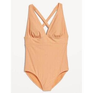 NWT Old Navy V Neck Tie Back One Piece Orange Swimsuit 3X
